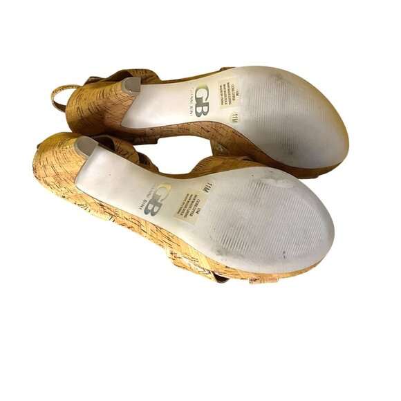 Gianni Bini Cork Platform Stiletto High Heel Sandals With Adjustable Ankle Strap - Picture 7 of 8